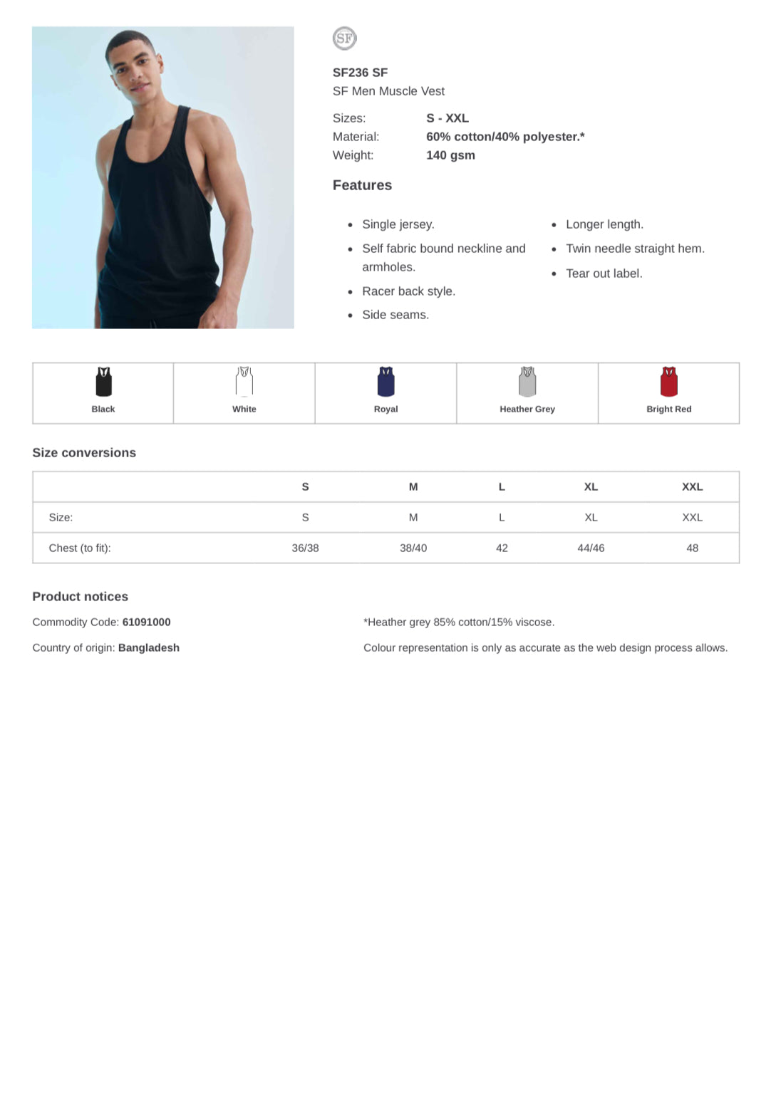 SM Fitness Men’s Muscle Vest